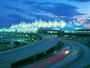 Denver International Airport at night