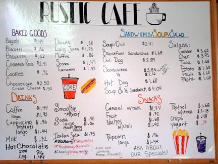 Cafe menu