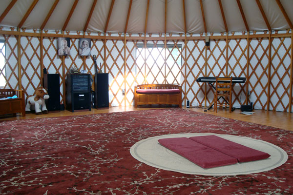 Inside the yurt